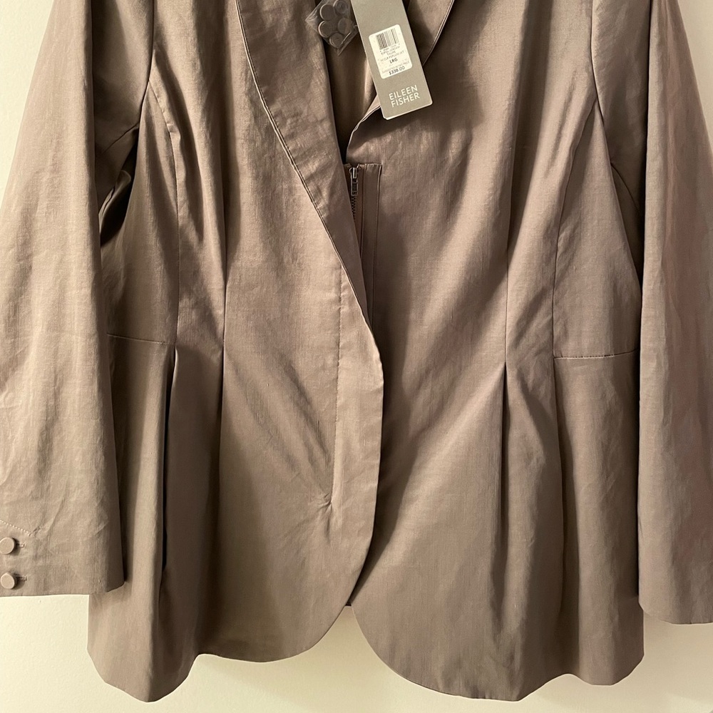 Eileen Fisher Taupe Polished Ramie Stretch Jacket